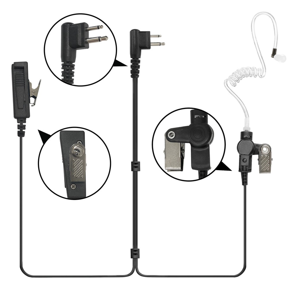 5PCS 2-Wire Surveillance Headset with Mic for CP200d PR400 Discreet Audio Kit