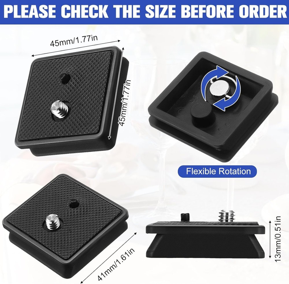 TOODOO 2 Pack 41mm and 43mm Tripod Quick Release Plate 43mm, Black
