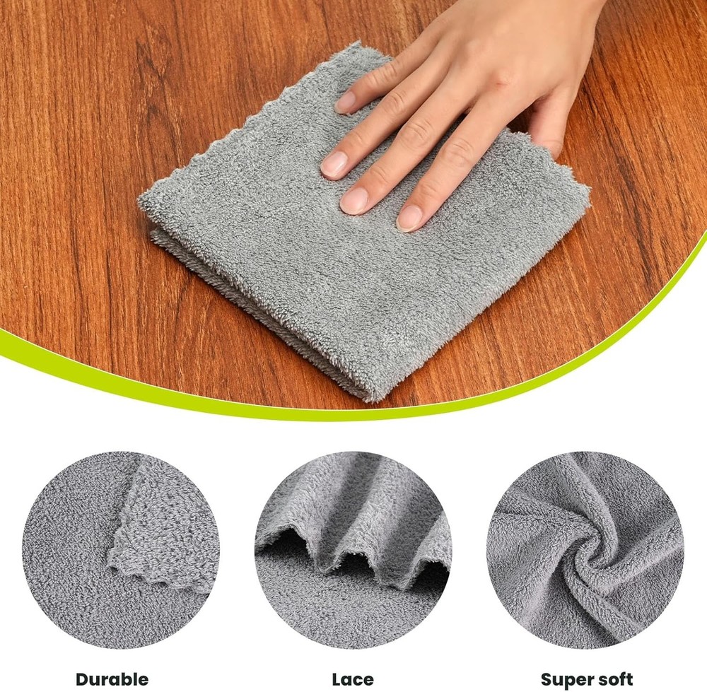 12 Pack Cleaning Cloth,Ultra Soft Absorbent Quick 11.8"×11.8",(Multicolor)