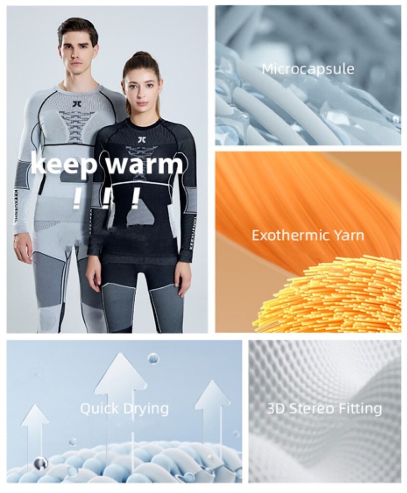 KEEXUENNL Compression Clothing Ski Base Layer Thermal Underwear Set-Size S