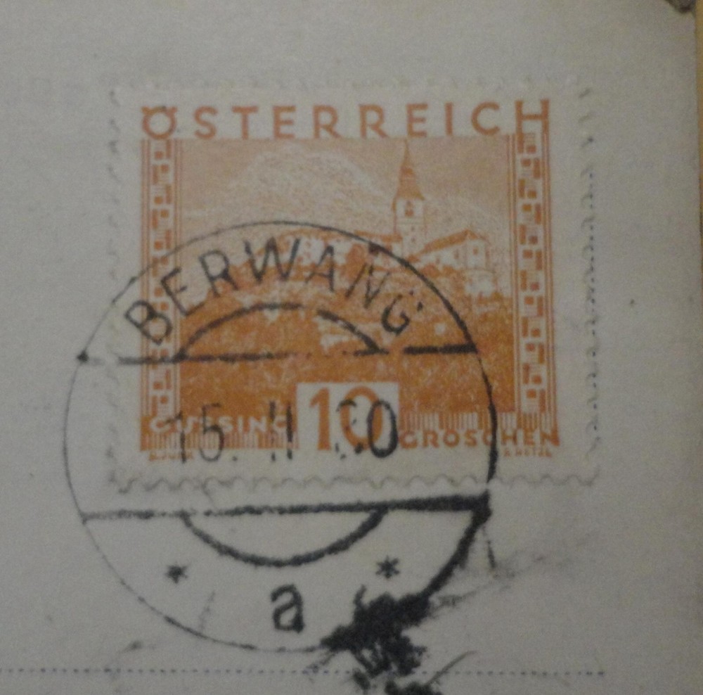 1930 Berwang Austria 10g on postcard