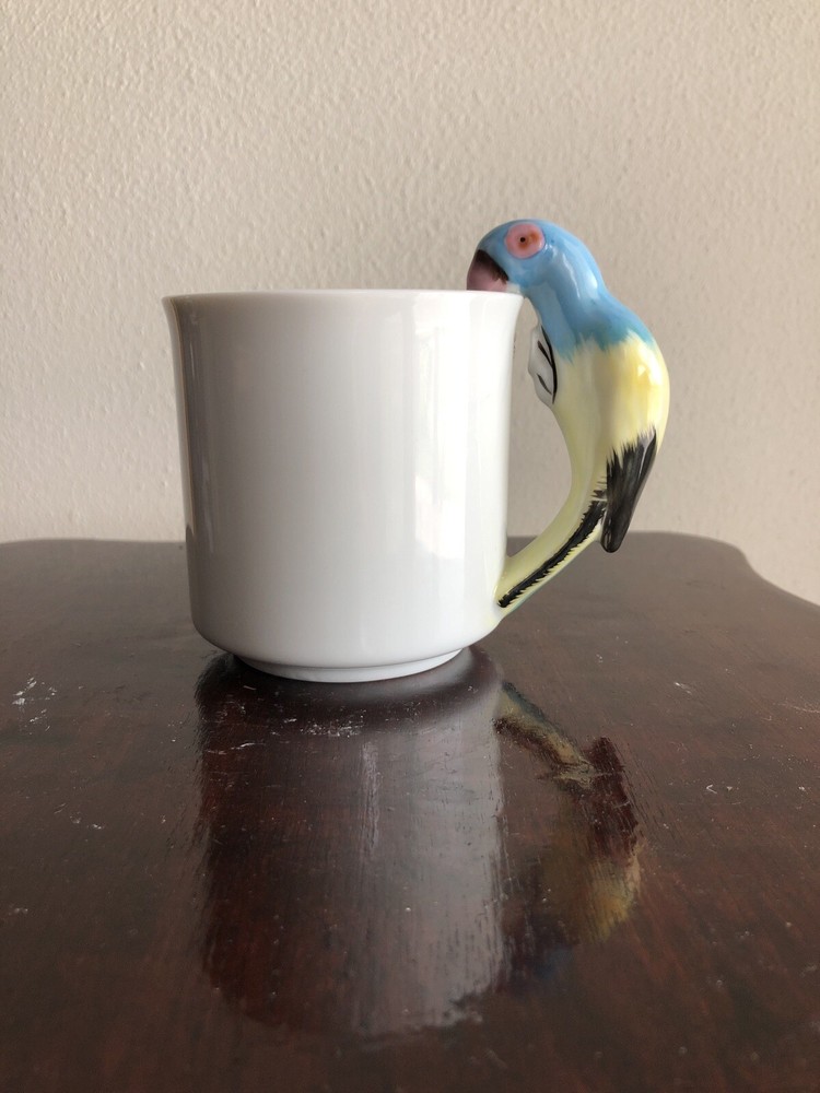 Parrot Macaw Mug Figural Handle Ceramic Coffee Cup 8 Oz