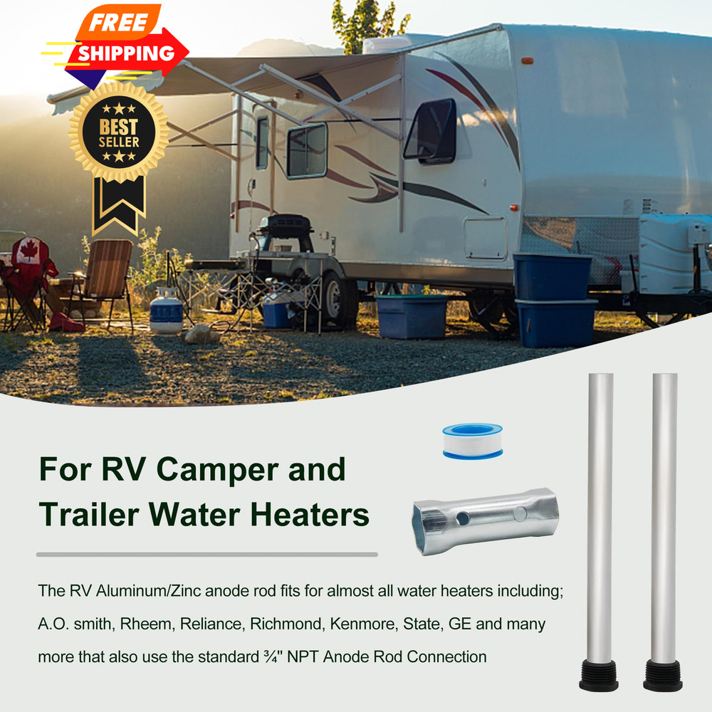 Rv Water Heater Anode Rod 2 Pack Hot Tank Aluminum White