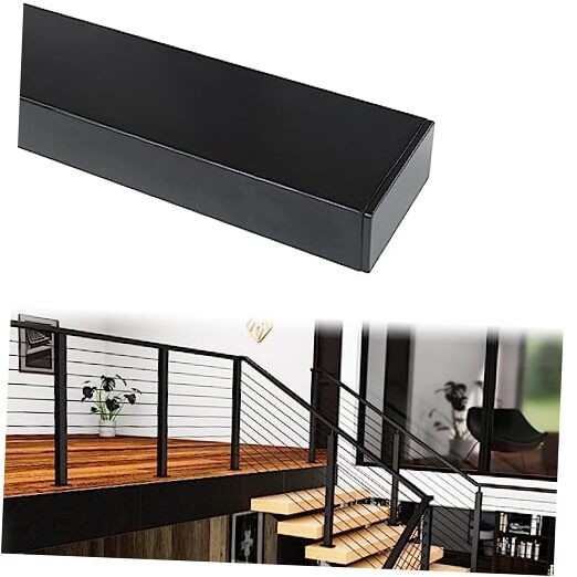 6'6" Stainless Steel Handrail Black Rectangular Top Rail Cable Railing System