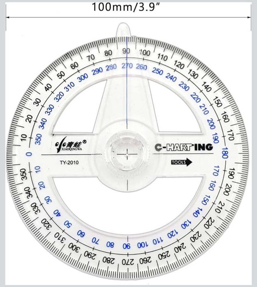 360° Protractor Pack of 2 Protactors Plastic Protractor Math Protractors Clea...