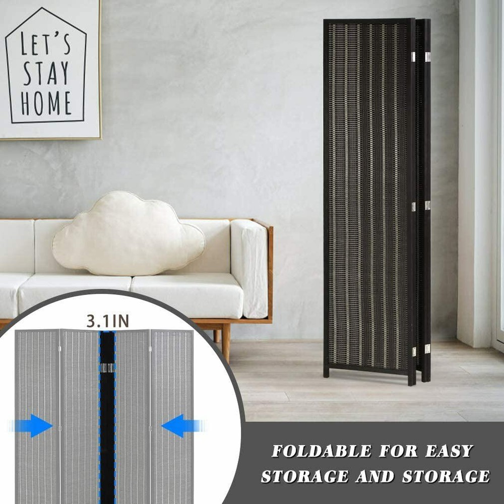 4 Panel Room Divider Privacy Screen Folding Bamboo Room Wall Seperating Divider