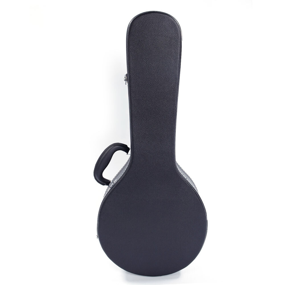 Hardshell A-Style Microgroove Pattern Leather Wood Mandolin Case Black