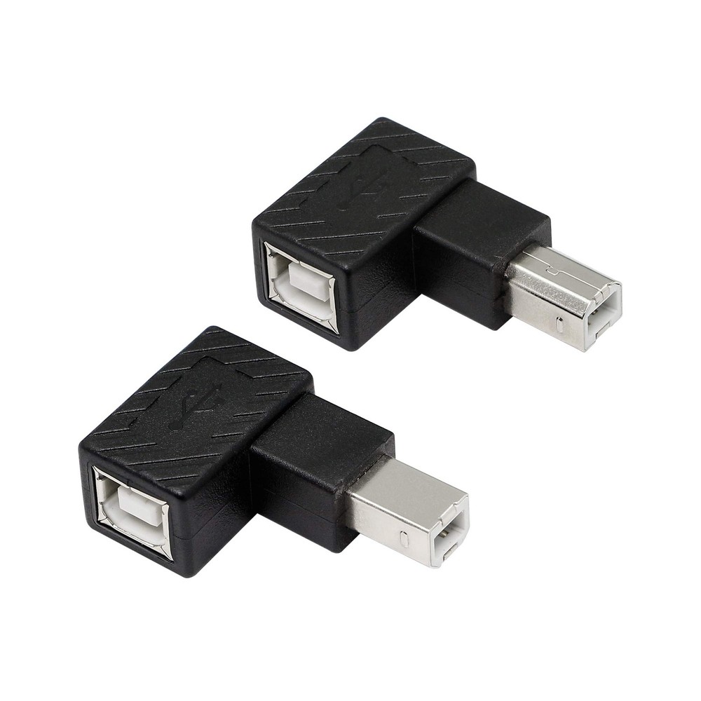 YACSEJAO USB 2.0 Type-B Printer Adapter, 2Pack 90 Degrees B black