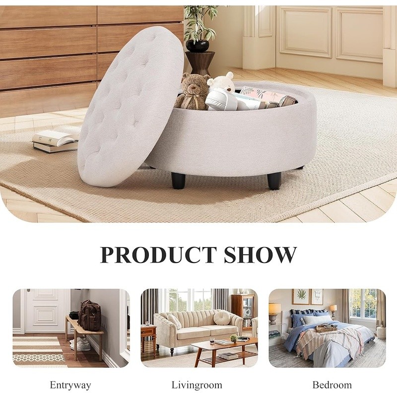 3-in-1 Multi-Functional Ottoman Footrest Hidden Storage Small Coffee Table New