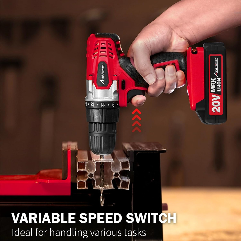 20V Cordless Drill Set for Home DIY & Beginner Projects - Lightweight Power Dril