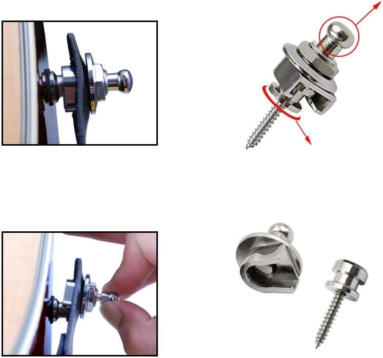 5 PCS Silver Guitar Strap Lock Buttons Guitar Strap Locks Set Security Quick HO