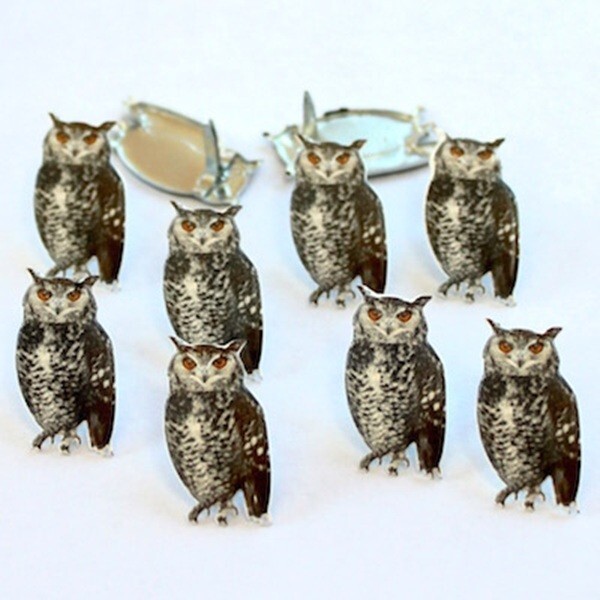 OWL SCRAPBOOKING DECORATIVE BRADS EYELET OUTLET 8 PCS