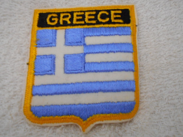 GREECE  COUNTRY FLAG NEW NAME PATCH TAG