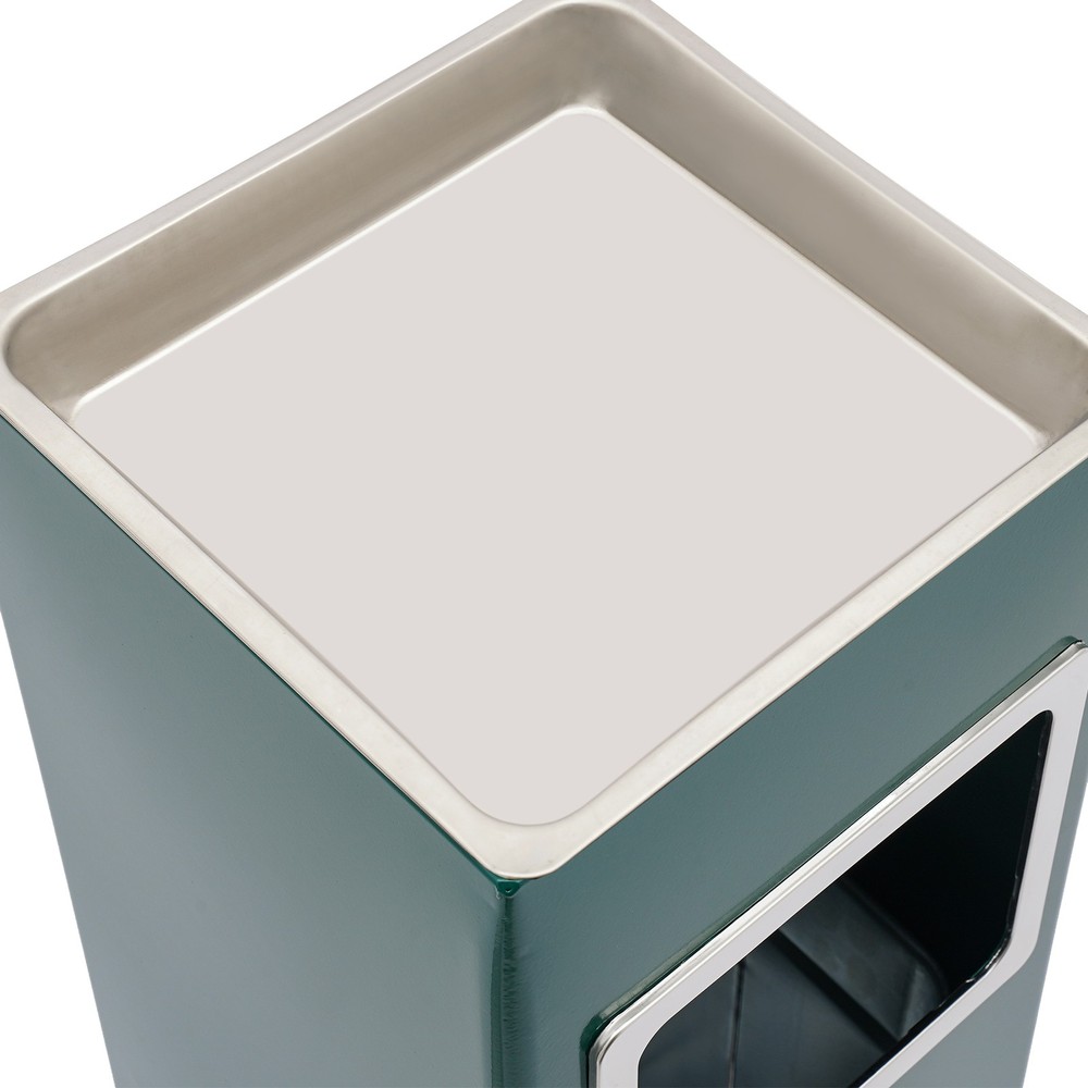 Trash Bin Outdoor Waste Container Square Trash Can w/ Removable Inner Can