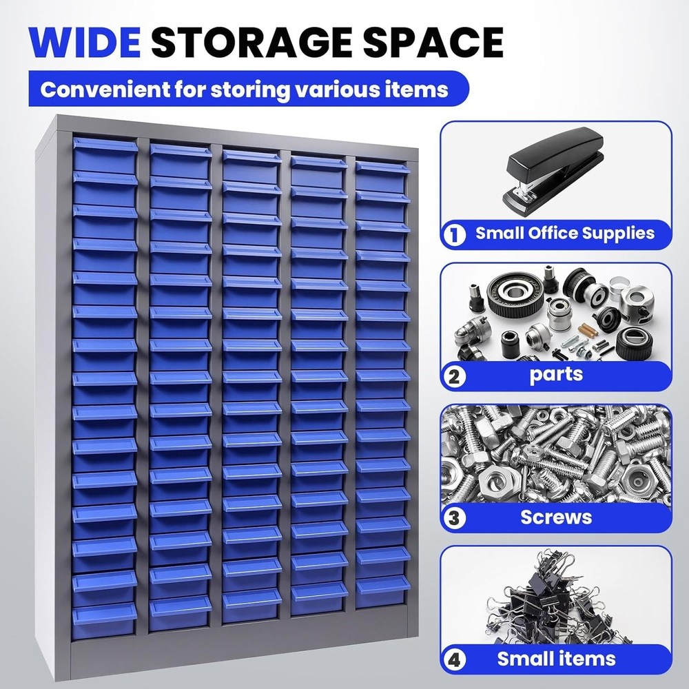 75-Drawer Plastic Storage Cabinet, Ample Capacity Organizer with Smooth-Gliding