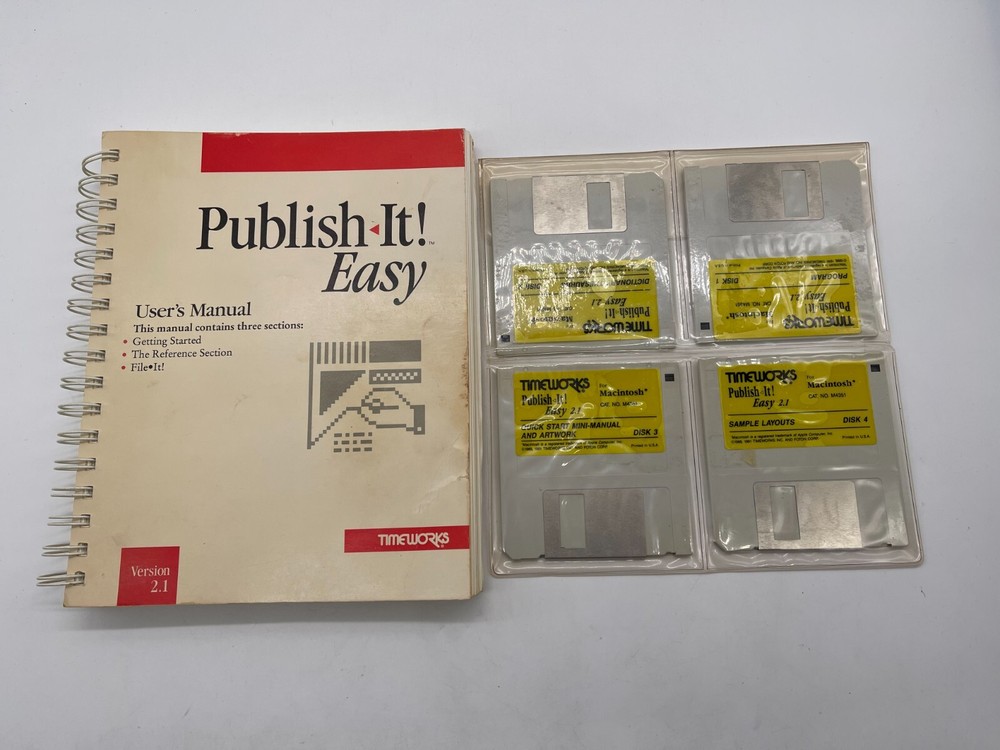 Timeworks Publish It! Easy Version 2.1 Macintosh User Manual + Original Disks