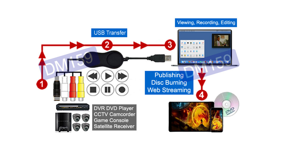 Premium Composite RCA S-Video To USB DVR Adapter For PC Mac