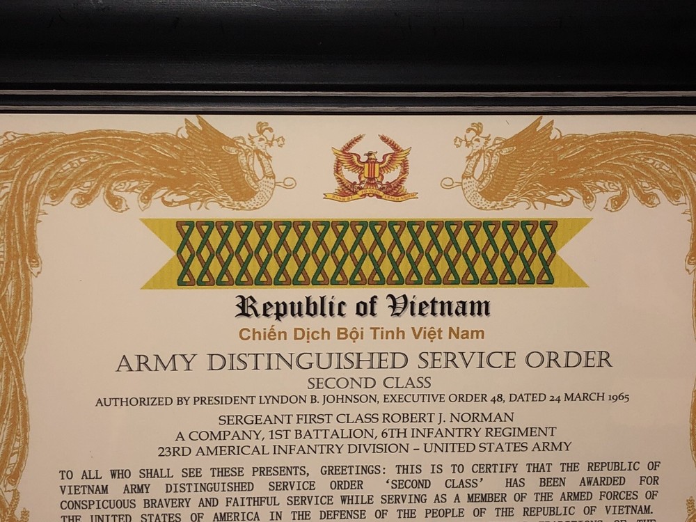 VIETNAM ~ ARMY DISTINGUISHED SERVICE ORDER CERTIFICATE-SECOND CLASS w/Printing