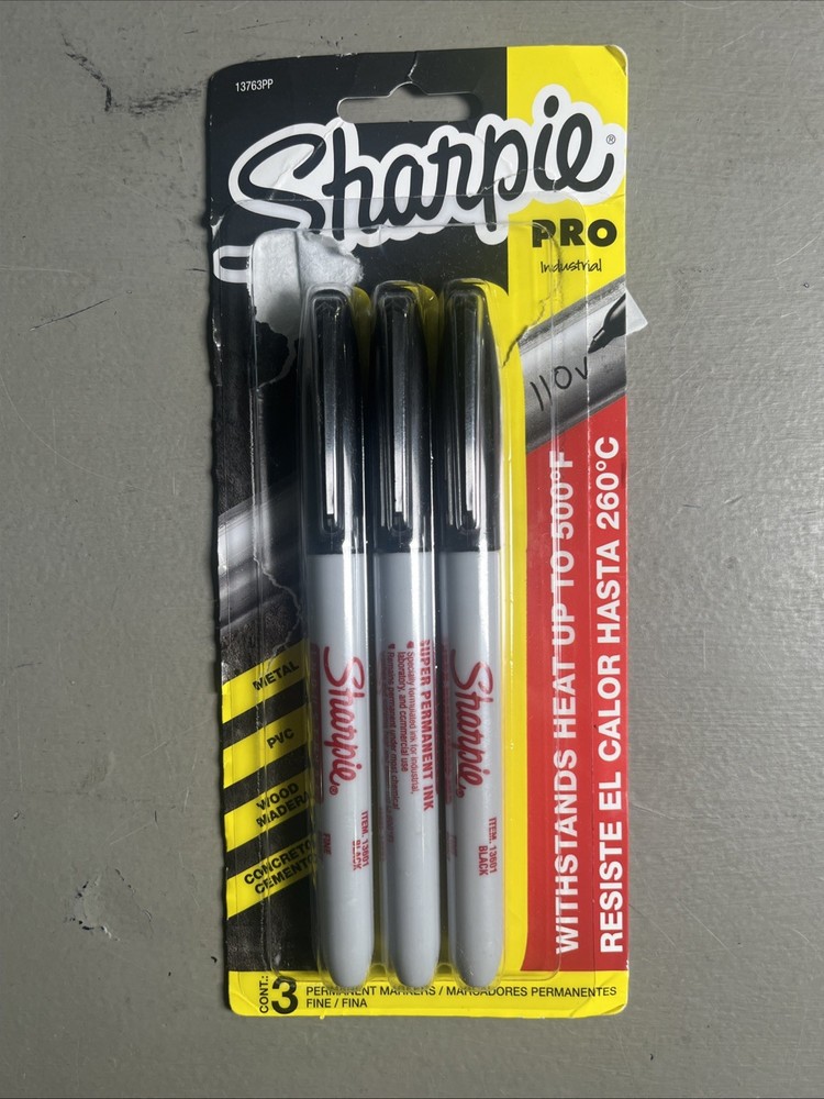 Sharpie Pro 3 Pack Permanent Fine Point Black Markers