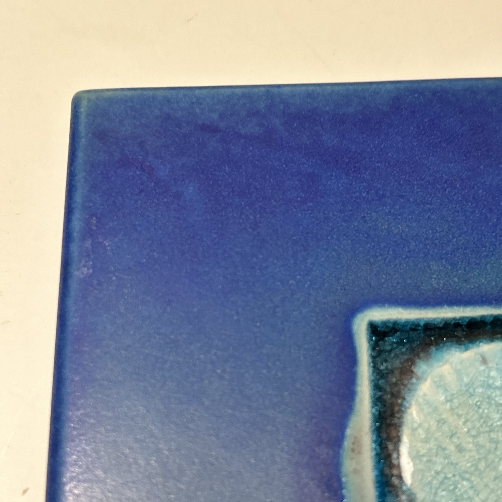 Michael Cohen Pottery Tile Trivet Cobalt Blue Shell 2002 Wall Art