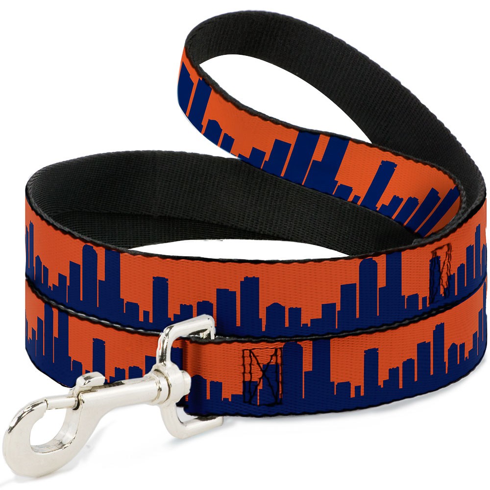 Dog Leash Denver Solid Skyline Orange/Navy NARROW 0.5"