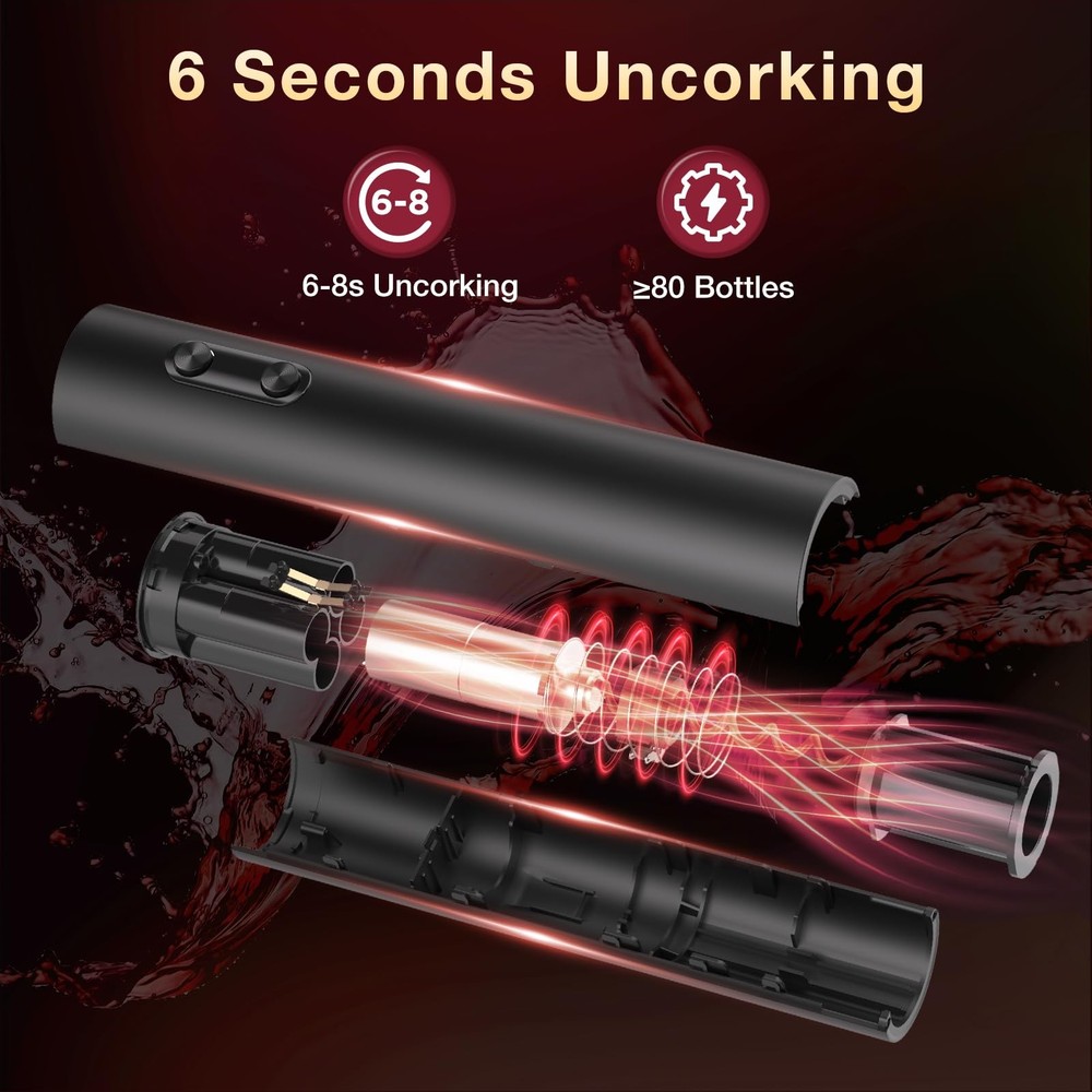 BABONIR Electric Wine Opener, Automatic Corkscrew Compact Black