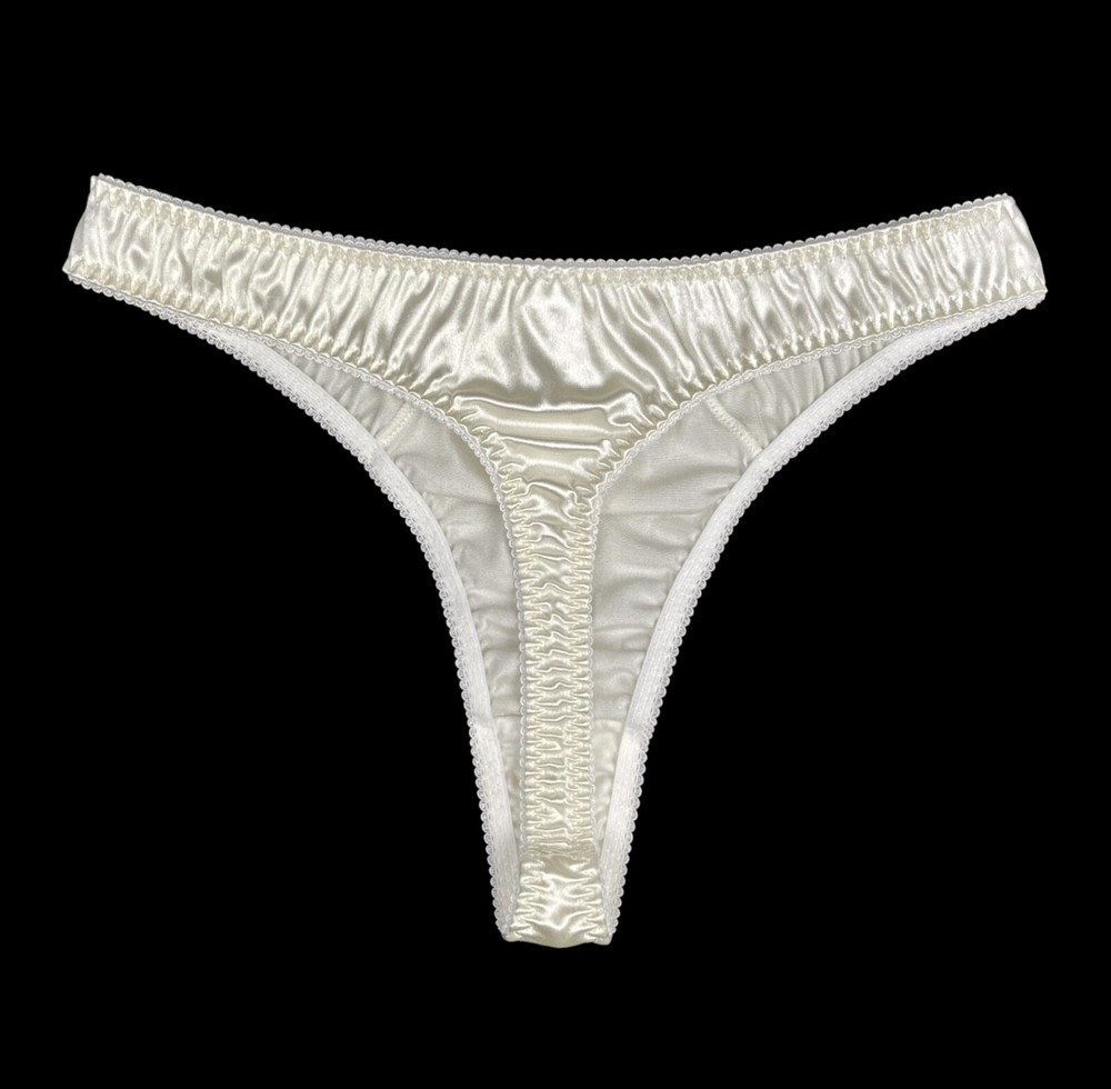 Retro Satin Thong Ivory XXL