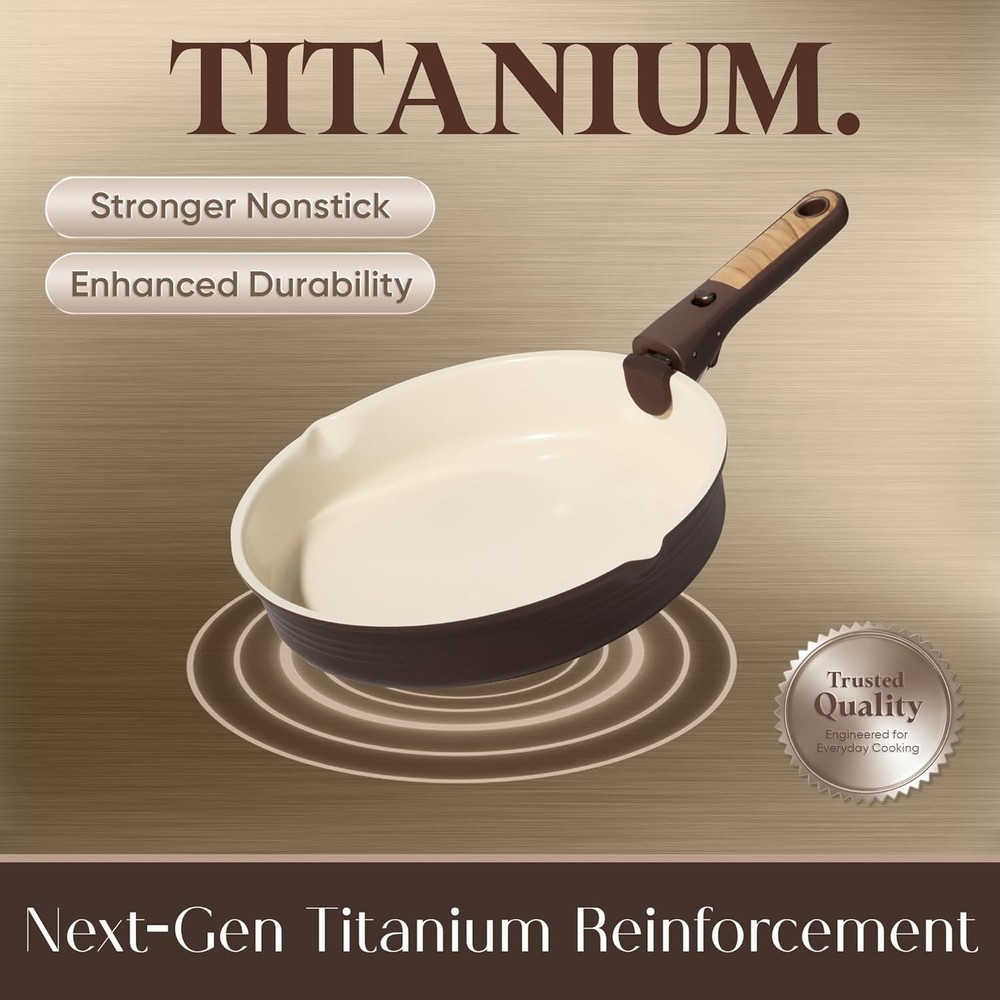 22-Piece Space-Saving Titanium Cookware Set - Effortless Cleanup & Versatile