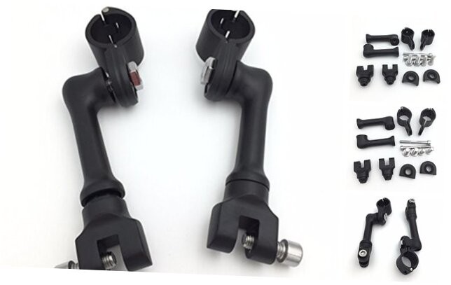 XKMT-Black Long Angled Adjustable Highway Peg Mounting Kit Compatible With