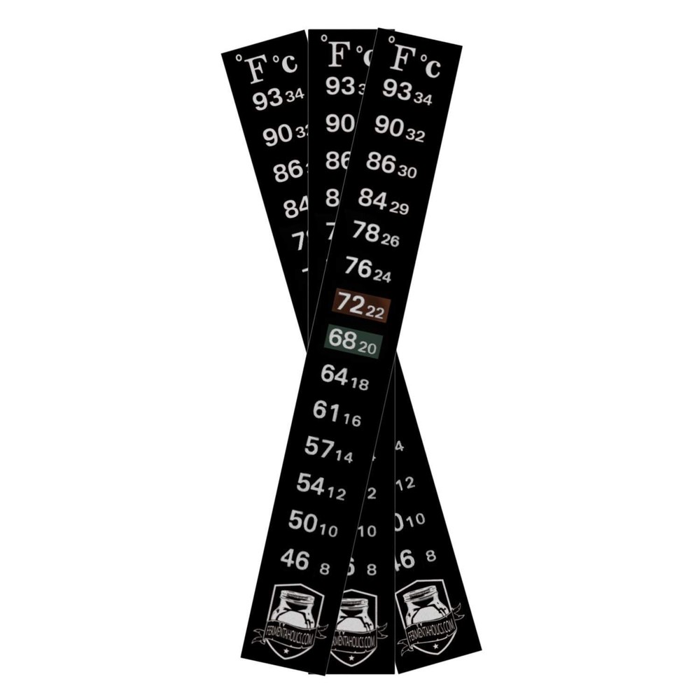 Adhesive Temperature Strip, Wide Range, 46-93F - 3-pk