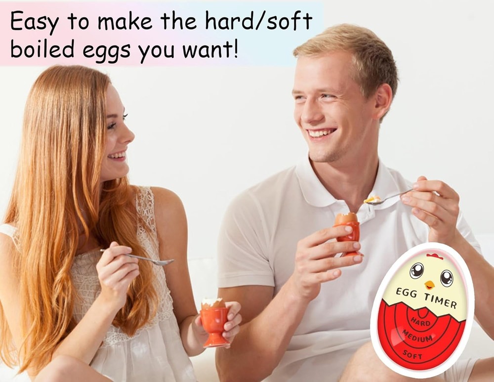 Precision Egg Timer with Color Change - Hard/Soft Boiled Eggs Made Easy, Red