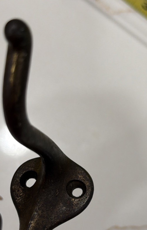 Single Cast Iron Double Hooks Round Tips Coat Hat Salvage Hardware 3”