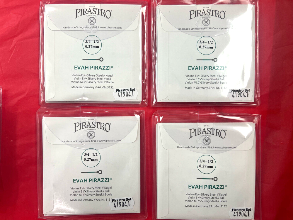 4 x 100% Authentic Pirastro Evah Pirazzi 3/4-1/2 Violin String Set Medium