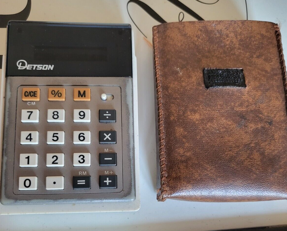 RARE DETSON E341 CALCULATOR & LEATHER CASE