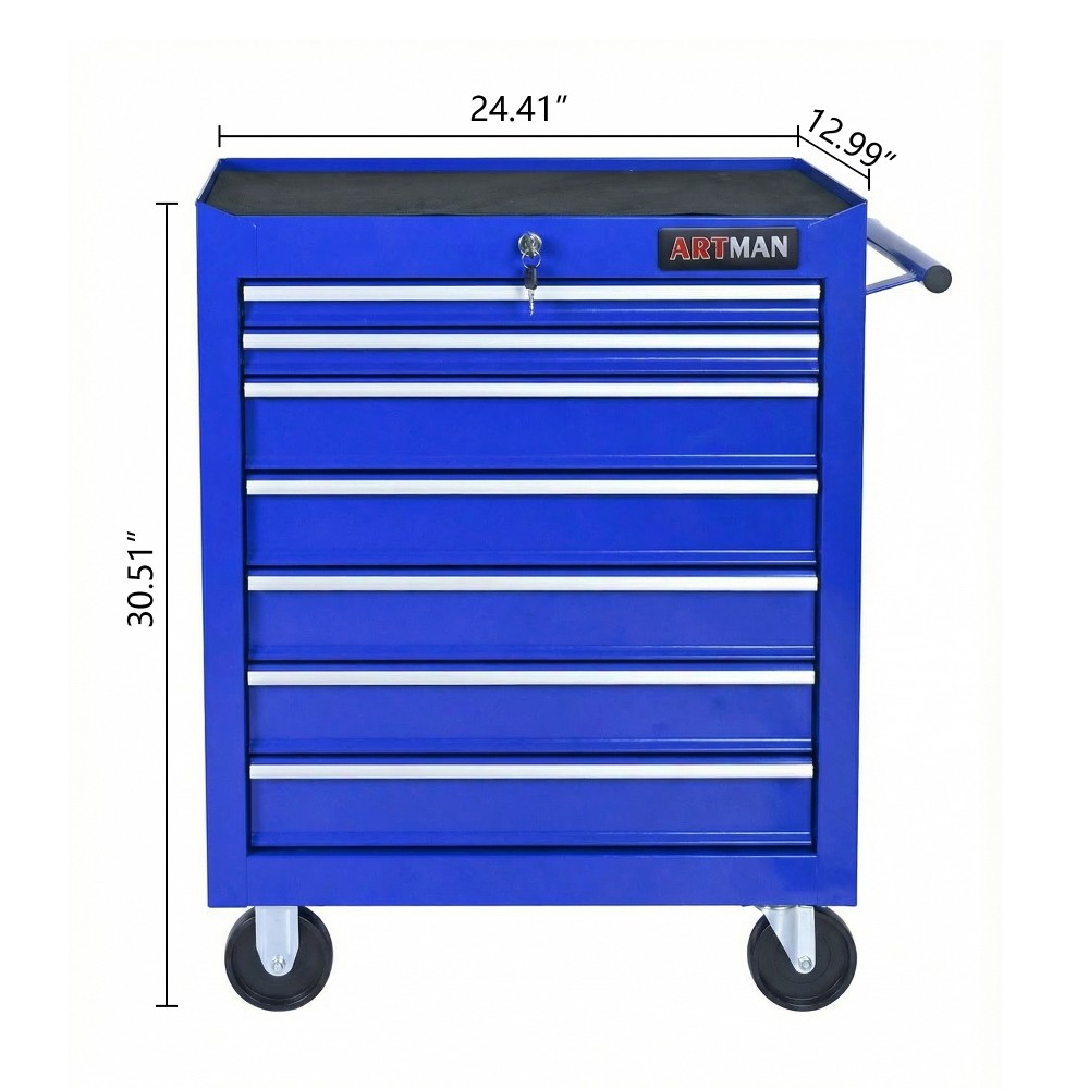 7Drawer Multi-Functional Tool Cart with Wheels for Workshops & Warehouses