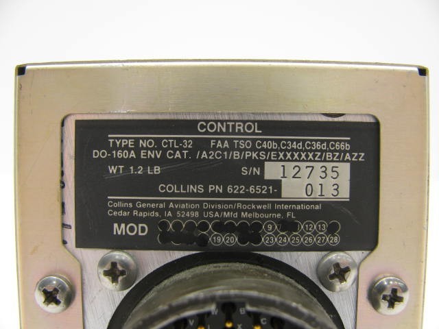 Collins CTL-32 Control - PN: 622-6521-013