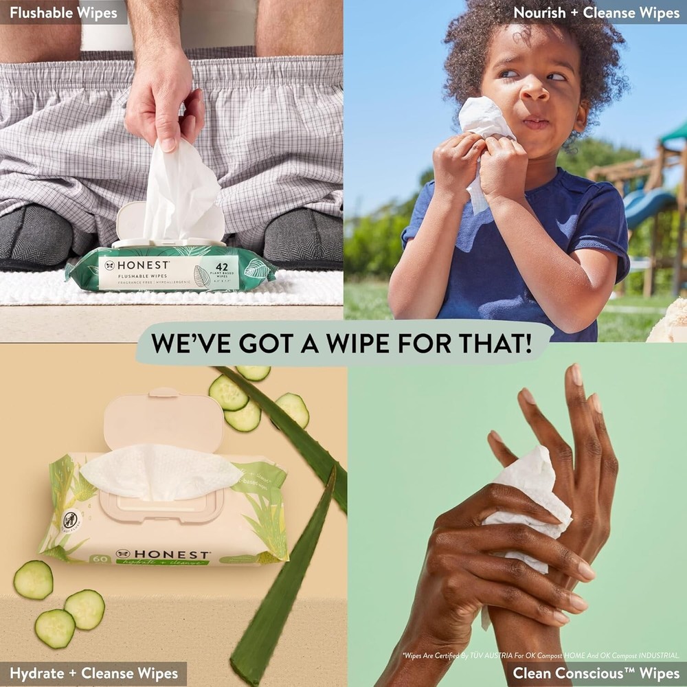 Clean Conscious Unscented Wipes Over 99% Water, Compostable 18''