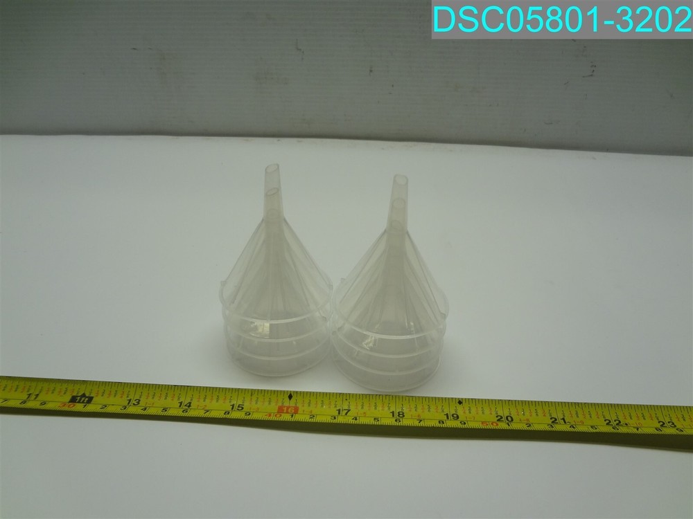 QTY=8: SMALL CLEAR PLASTIC FUNNELS