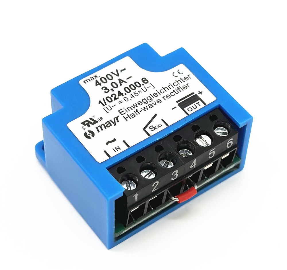 Mayr 1/024.000.6 400V 3,0A Half wave Brake Rectifier Einweggleichrichter module