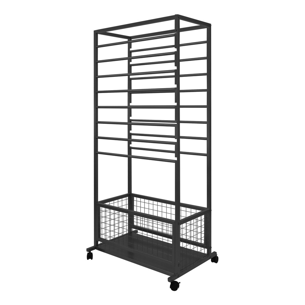 16-Layer Organizer Rack, Storage Shelf, Ribbon Display Rack 16 rods and a basket