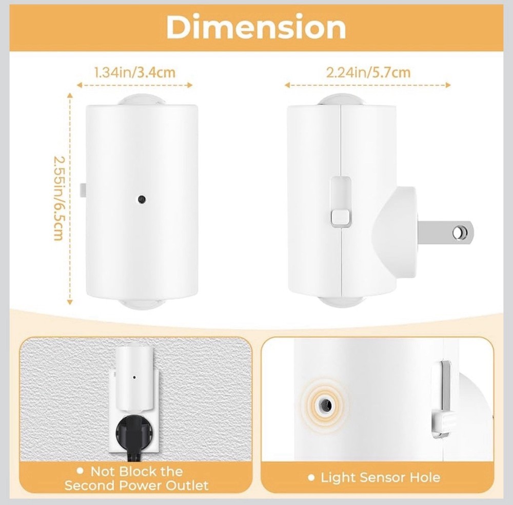 LED Night Light Plug in Wall Auto Sensor Soft Warm Light for Bedroom Hallway