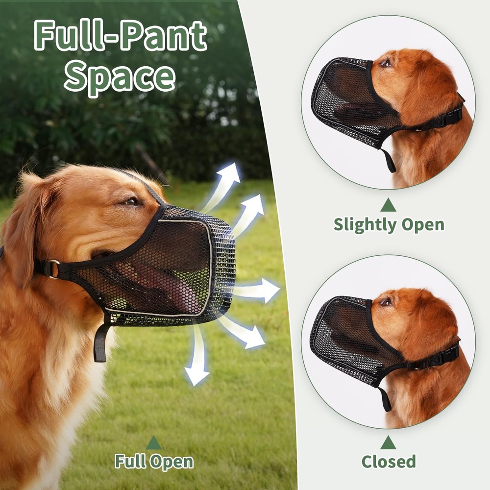 Dog Muzzle, Mesh Muzzle with Panting Room for Large Medium Small Sized Dogs, ...