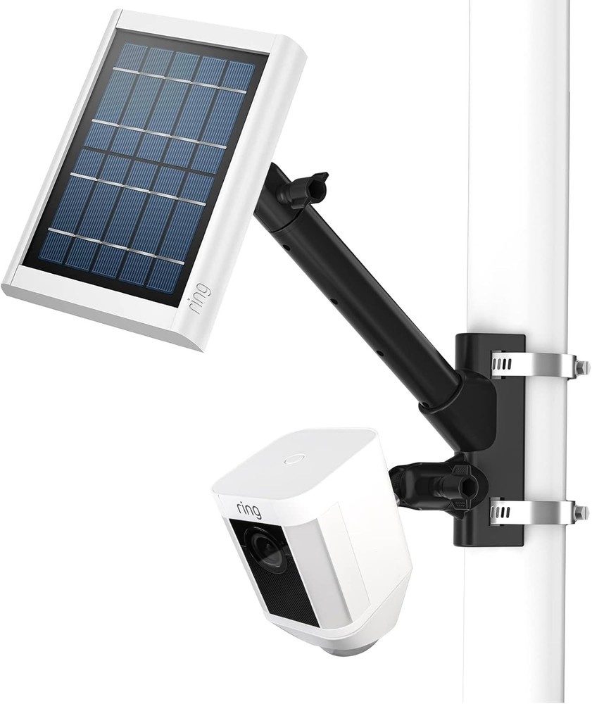 2-in-1 Pole Mounting Bracket for Ring Stick Up Cam, Solar Panel and Black