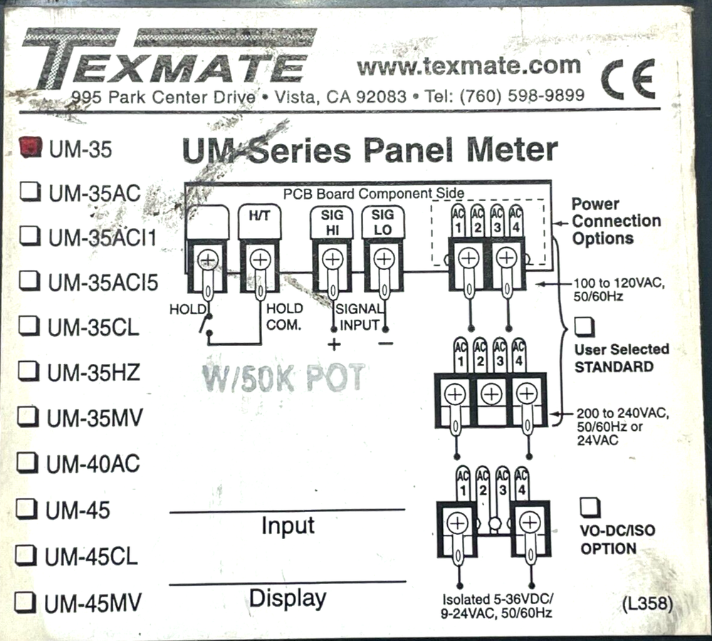 Texmate UM-35 Panel Meter