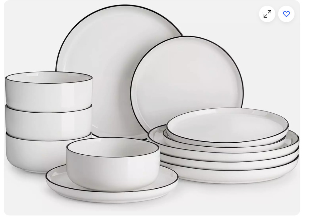 MALACASA Upscale Bone China Dinnerware Set, 12 Pieces LUNA-12-BT