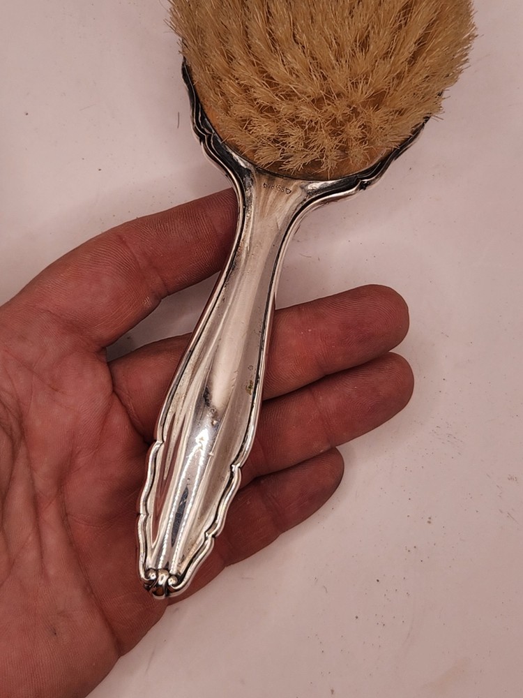 Vintage 835 German Silver Dressing Table Vanity Set Mirror and Brush
