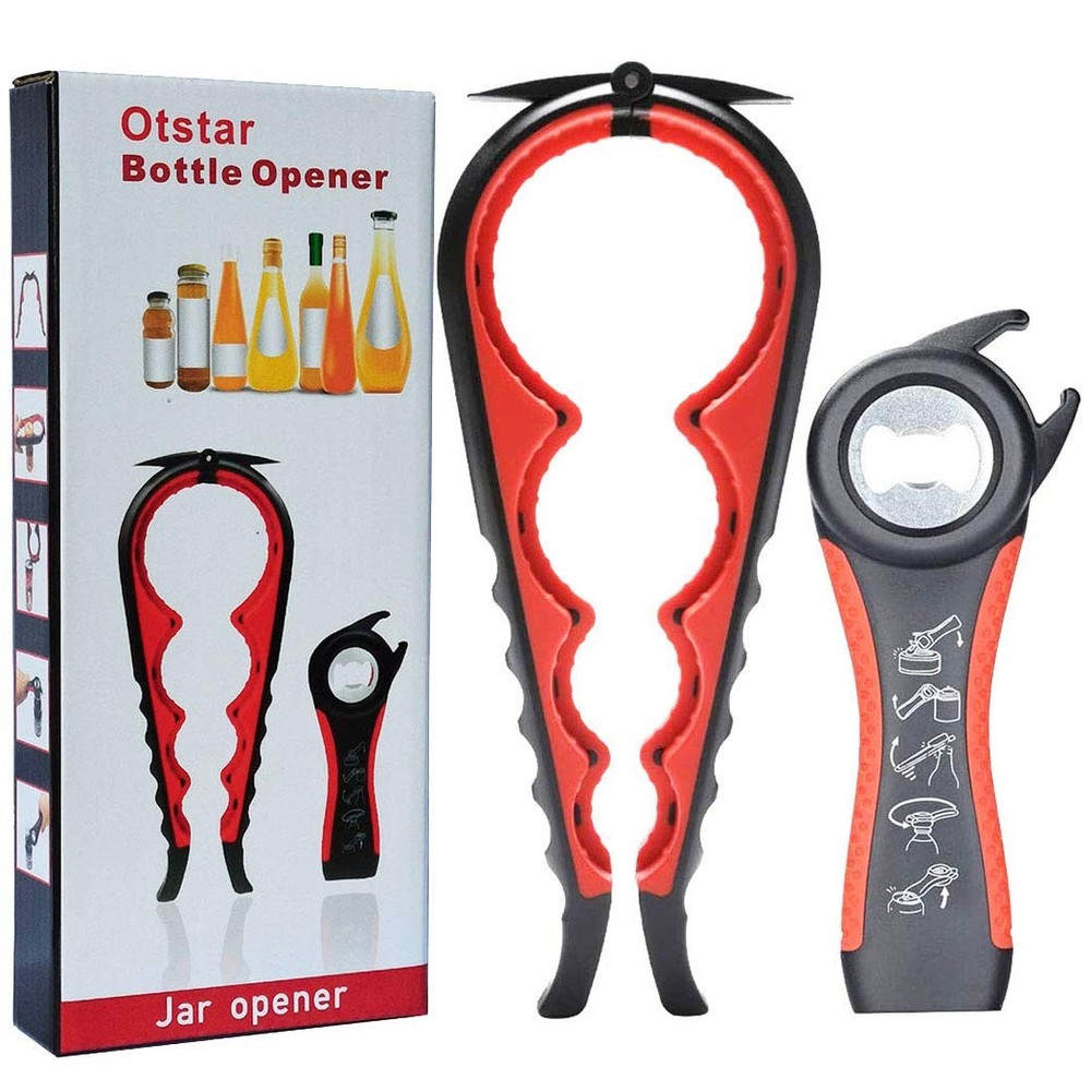 Jar Opener Bottle and Ring Pull Can One Size Fits All, Black Red