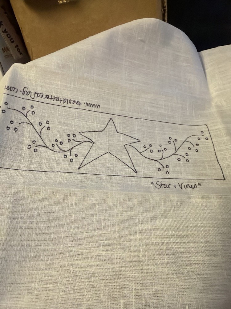 The Old Tattered Flag Punchneedle Pattern Star & Vines Primitive