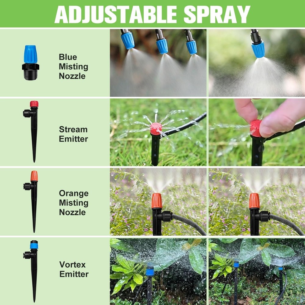 230FT Drip Irrigation System with 40 Adjustable Nozzles for Efficient Watering