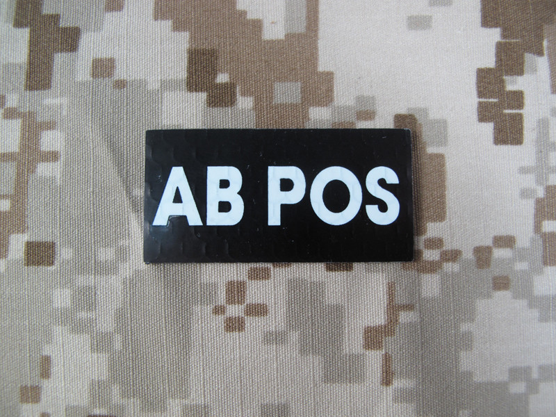 Warrior AB POS Blood Type Patch IR Reflective FL-ABPOS-IR-L